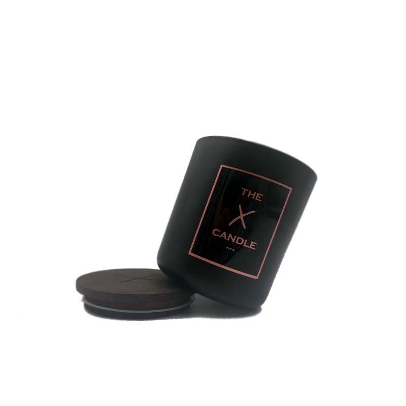 Wholesale luxury black empty ceramic candles jar with wooden lids