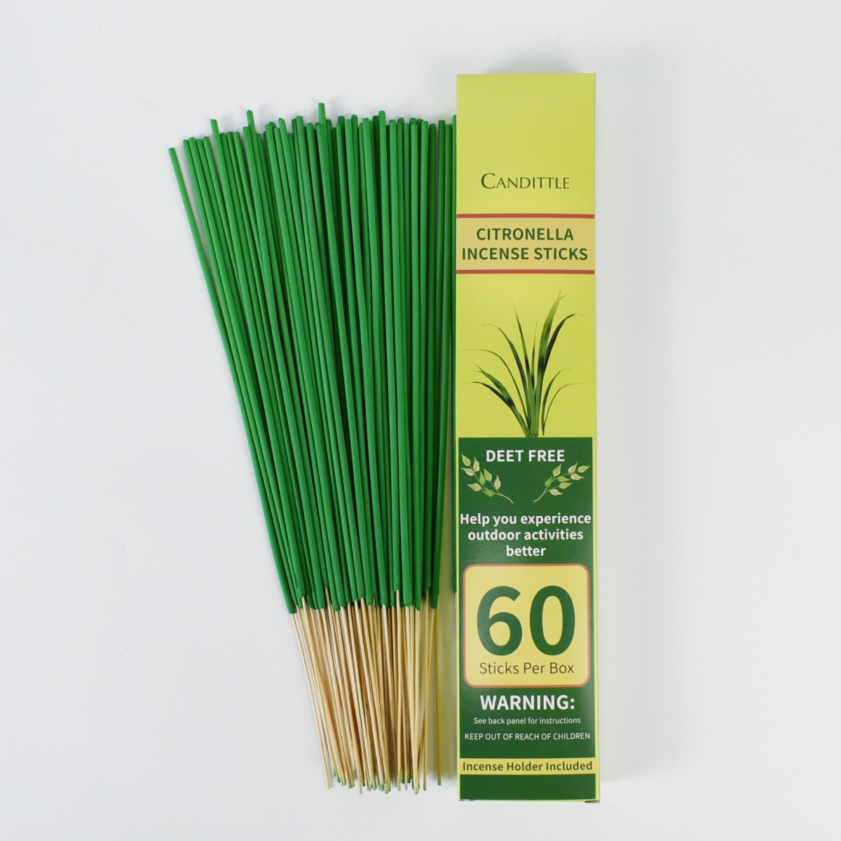 Mosquito Citronella Repellent Incense Sticks 60pcs for Outdoor Camping Hiking